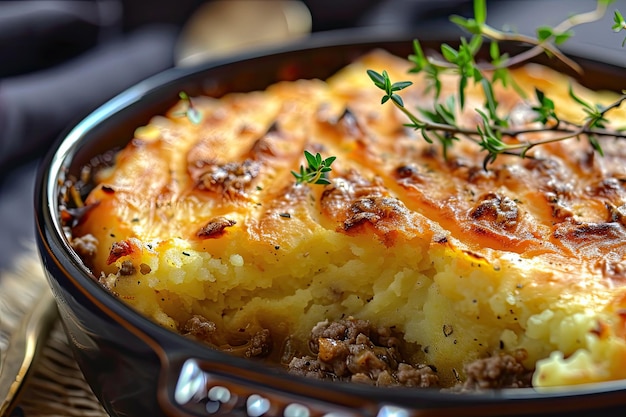 a pan of food with a piece of food in it