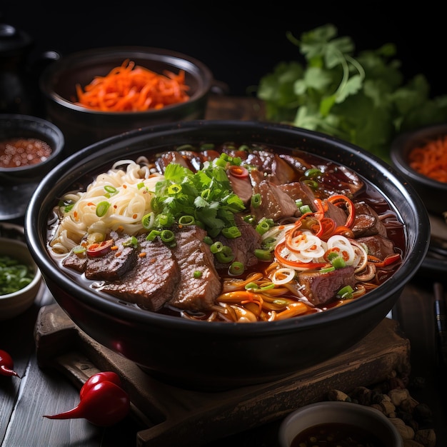 a pan of food with a pot of food on it