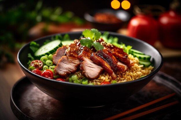 a pan of food with rice and vegetables