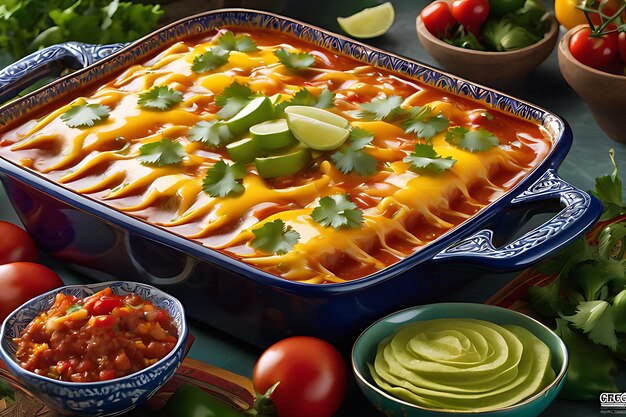 a pan of food with a variety of vegetables and a side of vegetables