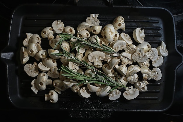 pan-fried champignons, fancy skull-shaped halloween treat, witchcraft witch food skull