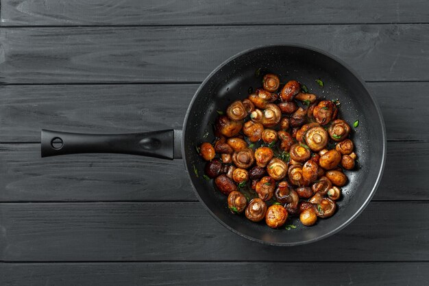 Pan fried rustic mushrooms the mushrooms are fried in sunflower oil vegetarian diet detoxification o