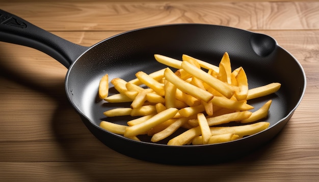A pan of fries on a table