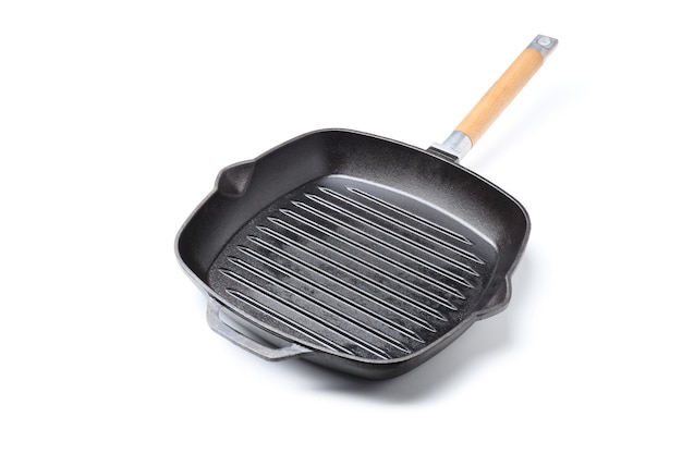 Pan grill isolated on white background, close up