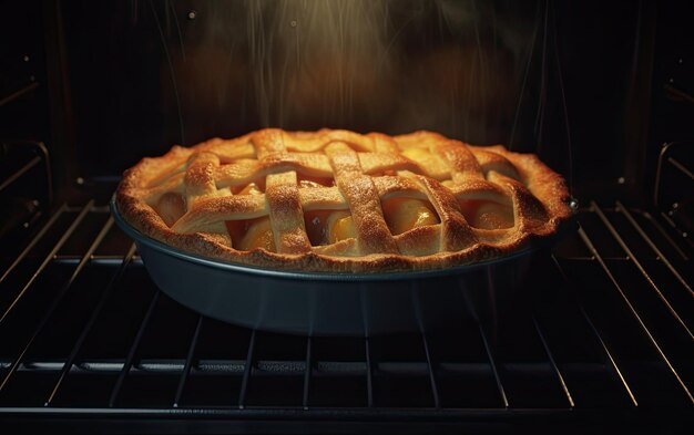 Pan met smakelijke appeltaart gebakken in de oven professionele voedsel foto ai gegenereerd