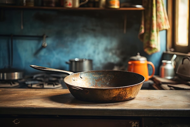 A pan sitting on the counter