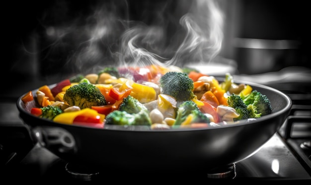 A pan of vegetables and a pan of broccoli and chickpeas