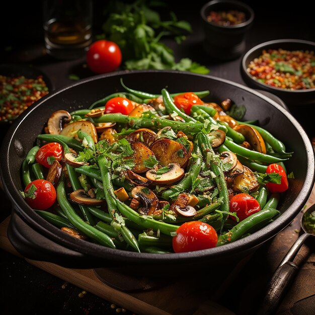 a pan of vegetables with mushrooms and mushrooms and mushrooms.