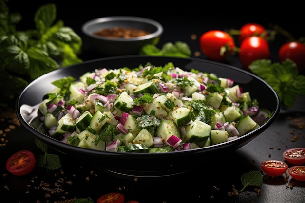 Photo a pan of vegetables with tomatoes and onions on it