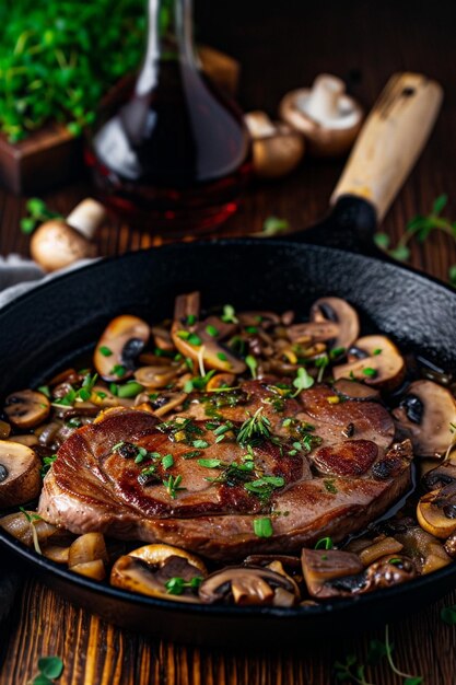 a pan with mushrooms mushrooms and mushrooms on it