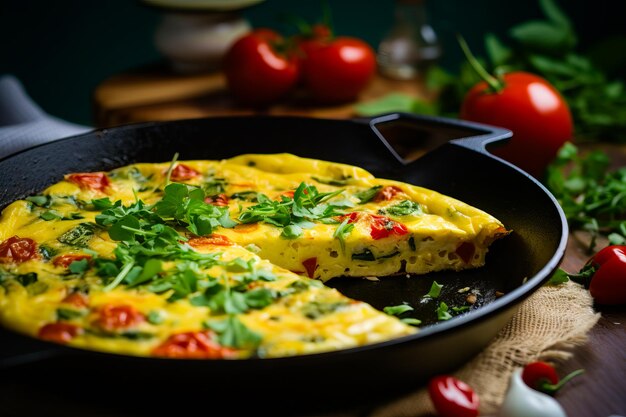 Foto pan con una fetta di omelette su generative ai