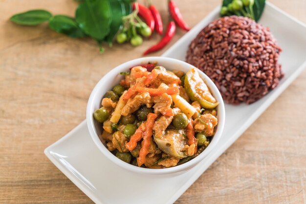 Panaeng Curry with pork and berry rice