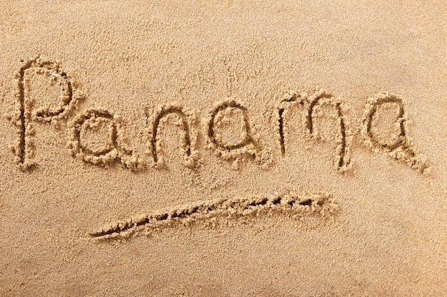 Panama handwritten beach sand message