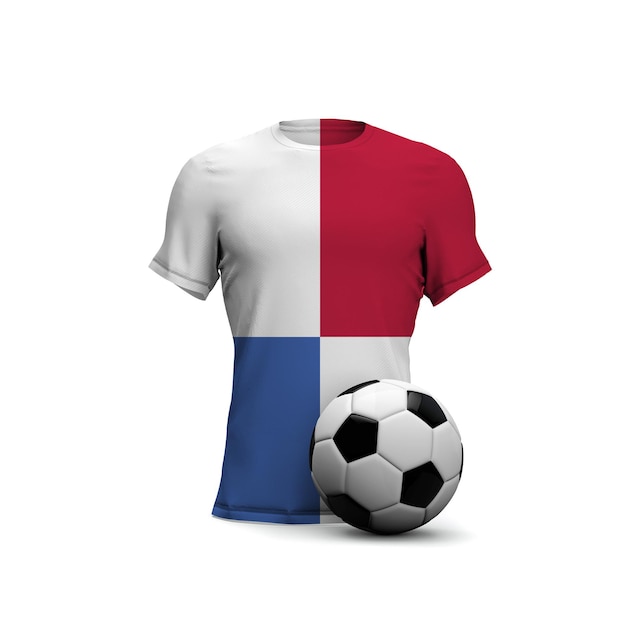 Panama soccer shirt with national flag and football ball 3D Rendering