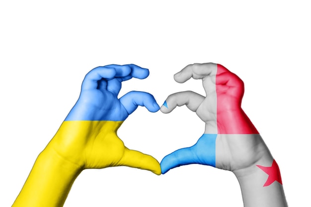 Panama Ukraine Heart, Hand gesture making heart, Pray for Ukraine