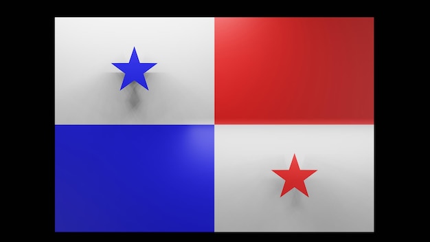 Panama-vlag en zijn 3D-sterschaduw met toplicht 3D-rendering