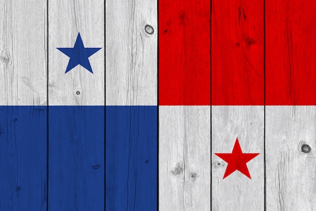 Panama vlag geschilderd op oude houten plank