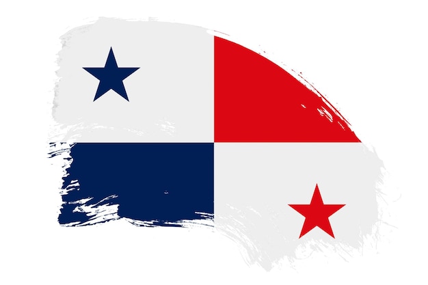 Panama vlag op witte achtergrond met abstracte verf penseel textuur effect