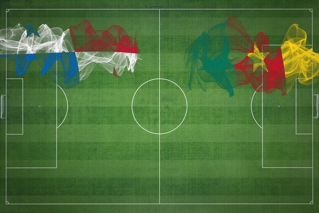 Panama vs Kameroen voetbalwedstrijd nationale kleuren nationale vlaggen voetbalveld voetbalwedstrijd Competitie concept Kopieer ruimte