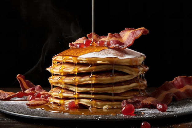 Pancake Breakfast with a Side of Crispy Bacon