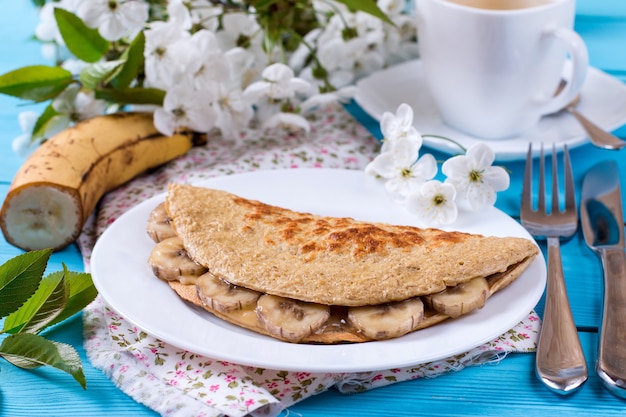 Pancake from oatmeal with banana