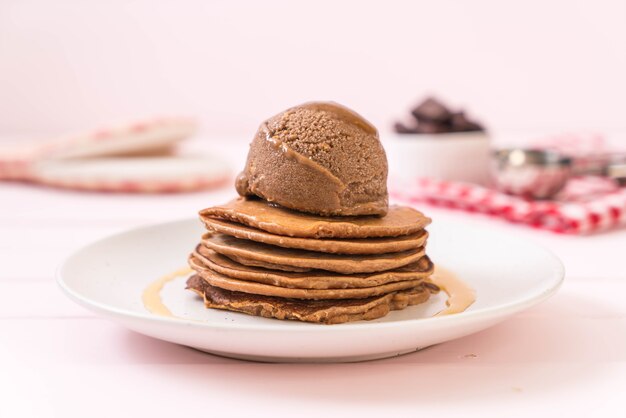 pancake with chocolate ice-cream