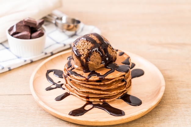 pancake with chocolate ice-cream