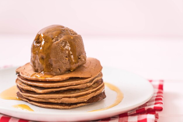 pancake with chocolate ice-cream