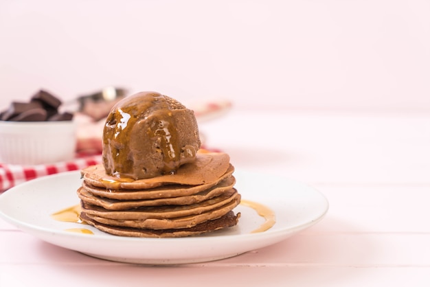 pancake with chocolate ice-cream