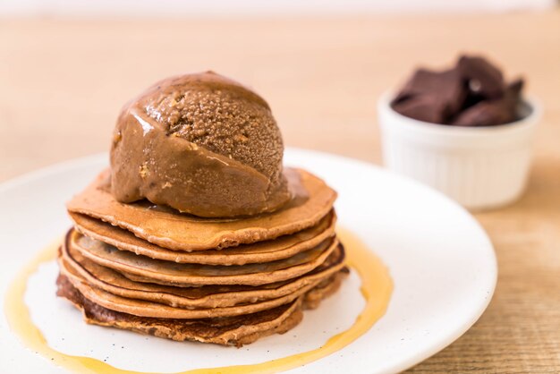 pancake with chocolate ice-cream