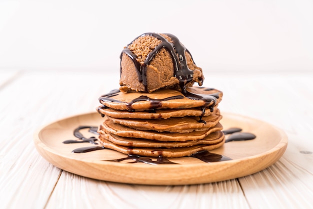 pancake with chocolate ice-cream