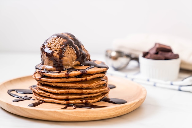 pancake with chocolate ice-cream