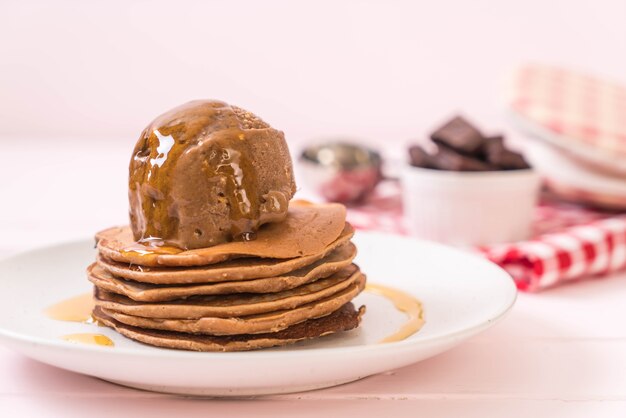 pancake with chocolate ice-cream