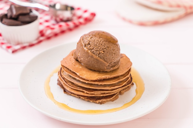 pancake with chocolate ice-cream