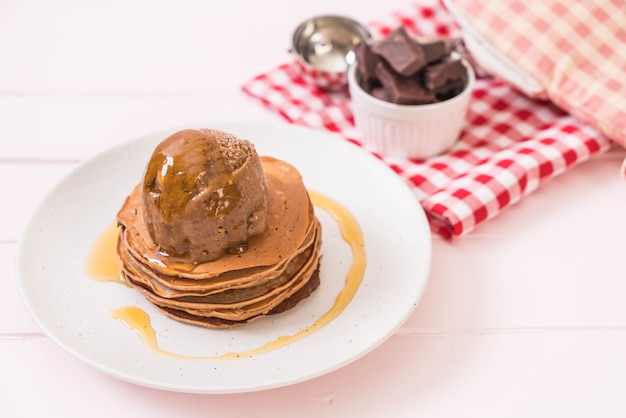 pancake with chocolate ice-cream