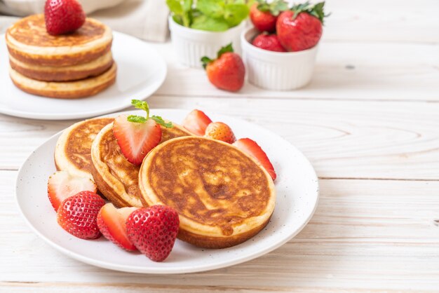 pancake with fresh strawberries