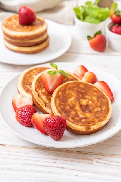 pancake with fresh strawberries