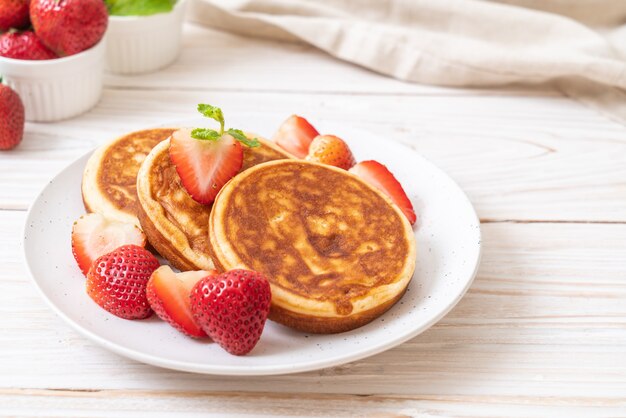 Pancake with fresh strawberries