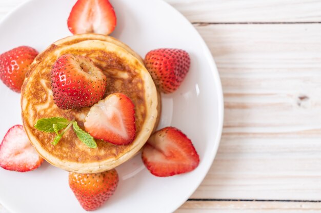 pancake with fresh strawberries