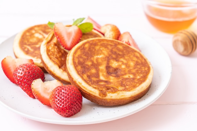 pancake with fresh strawberries