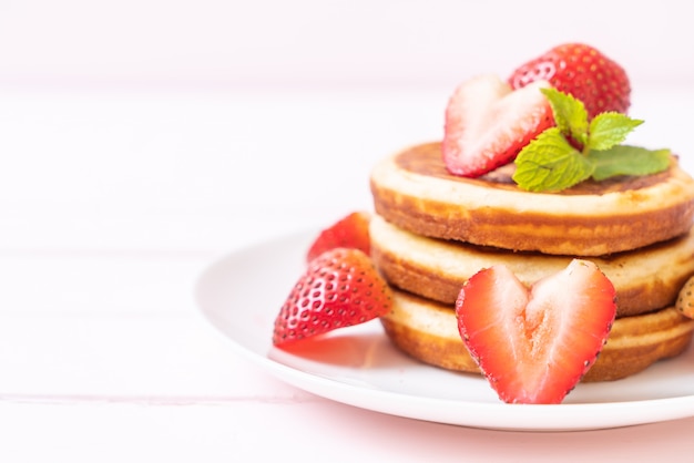 pancake with fresh strawberries