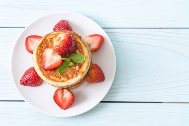 pancake with fresh strawberries