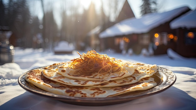 a pancake with a pile of pancakes on it