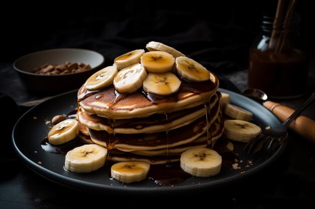 Pancakes banana honey Generate Ai