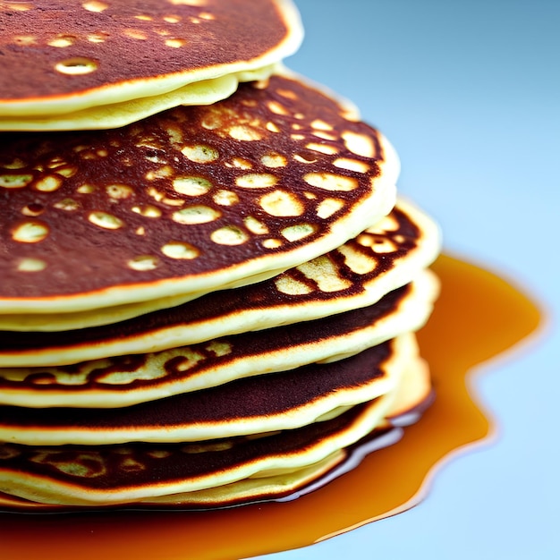 Pancakes filled with maple syrup Generative AI