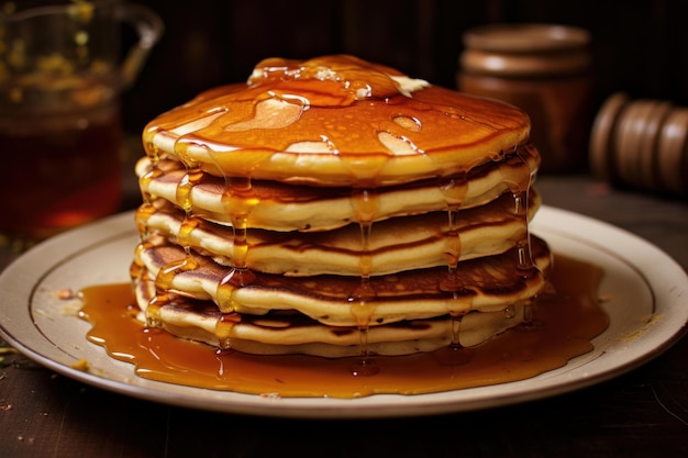 Pancakes honey Generate Ai