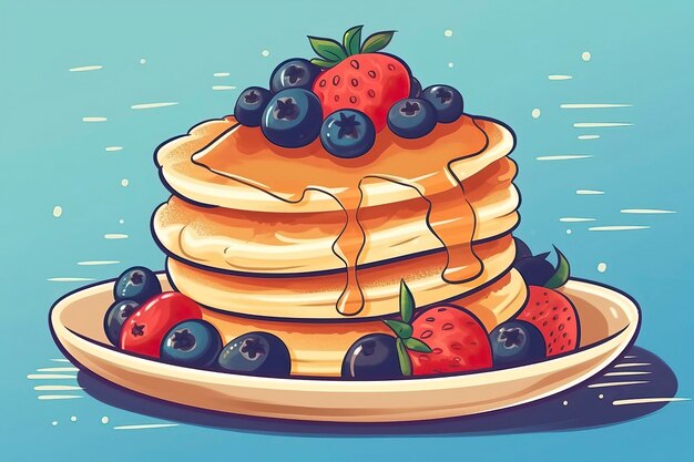 Photo pancakes illustration food illustration generative ai