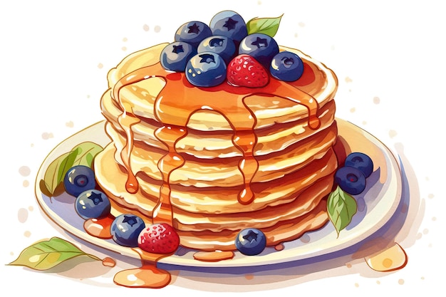 Pancakes illustration Food illustration Generative AI