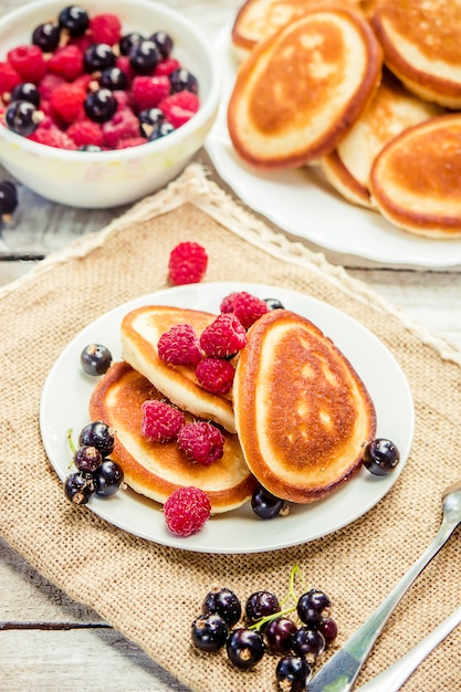 Pancakes on a light background. selective focus.