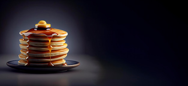 Pancakes on a plate with a dark background